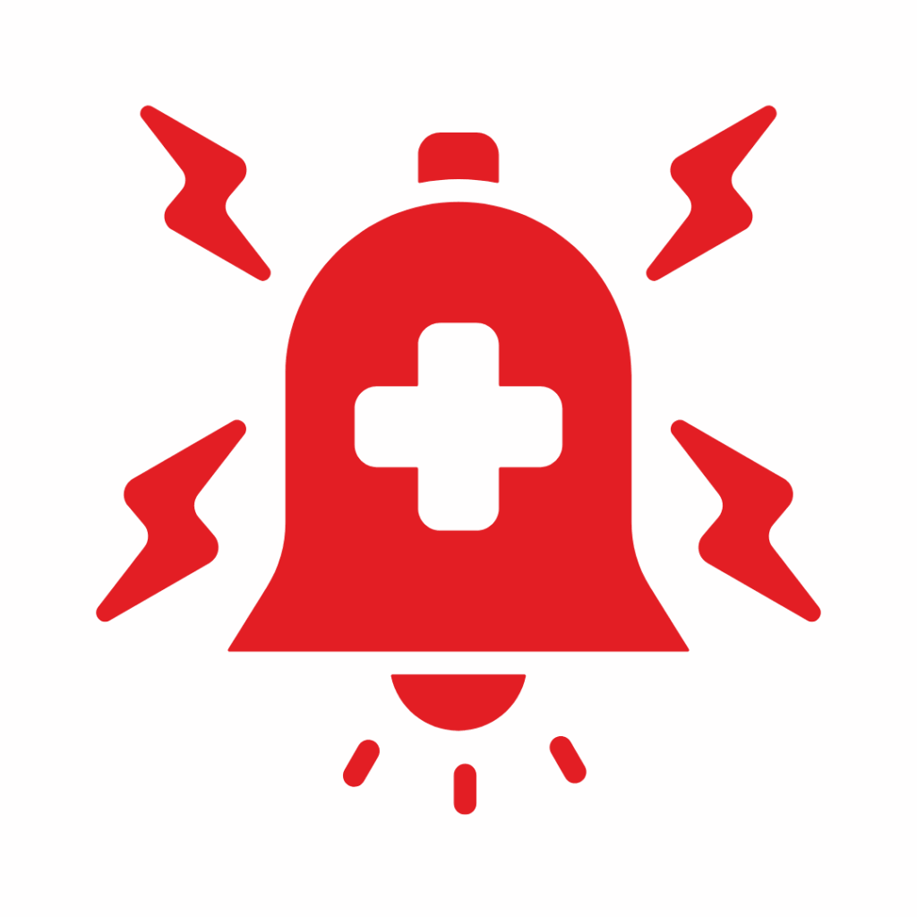 Czerwona syrena alarmowa z krzyżem medycznym